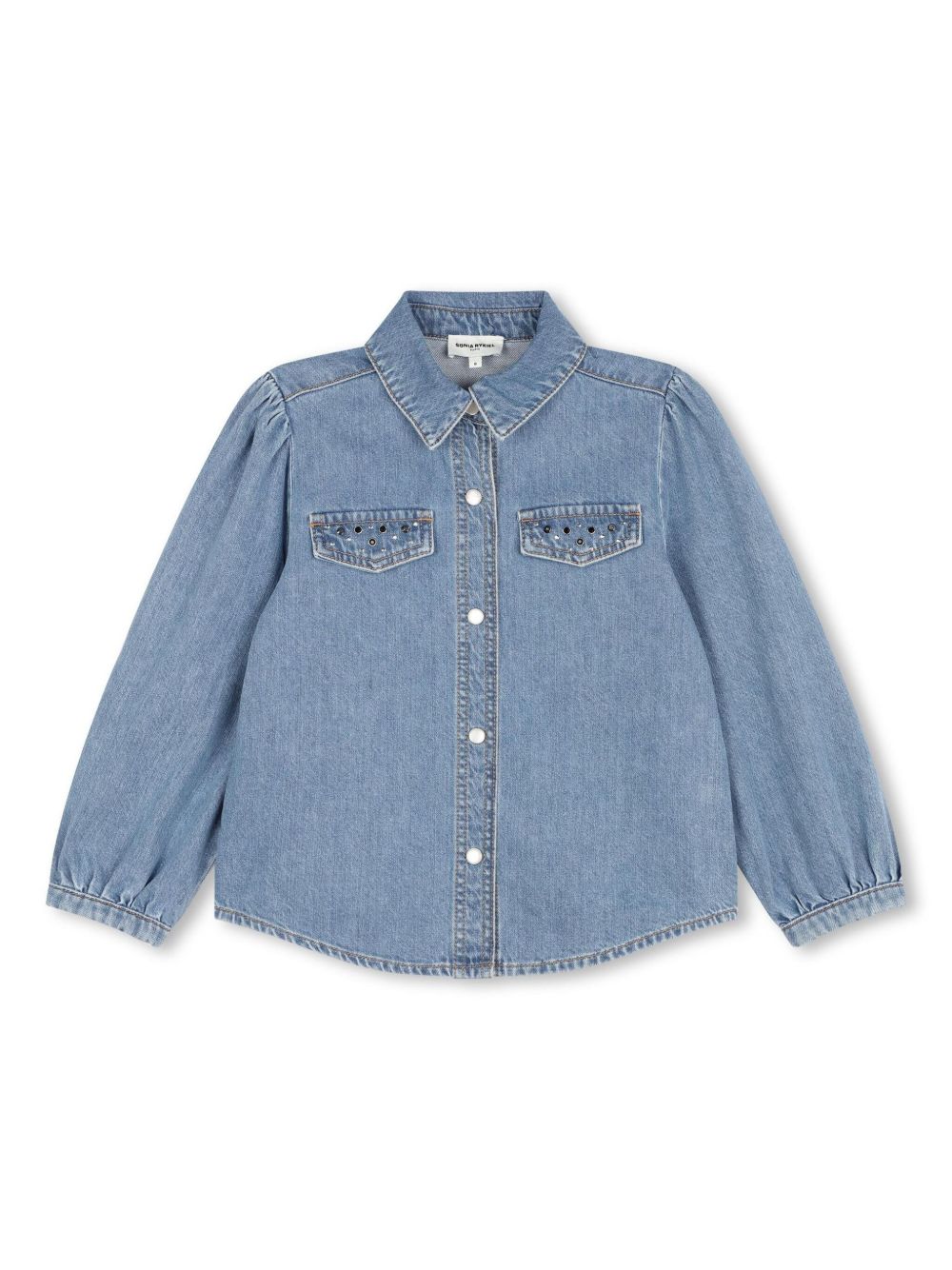 SONIA RYKIEL ENFANT logo刺绣牛仔衬衫 - 蓝色