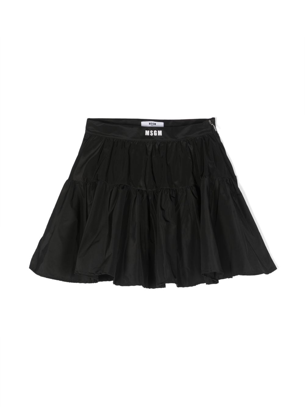 MSGM Kids logo腰边伞形半身裙 - 黑色