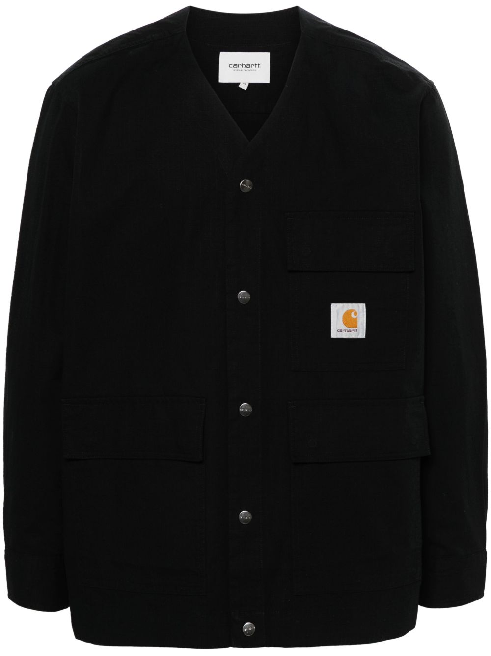 Carhartt WIP logo贴花防撕裂方格布衬衫 - 黑色