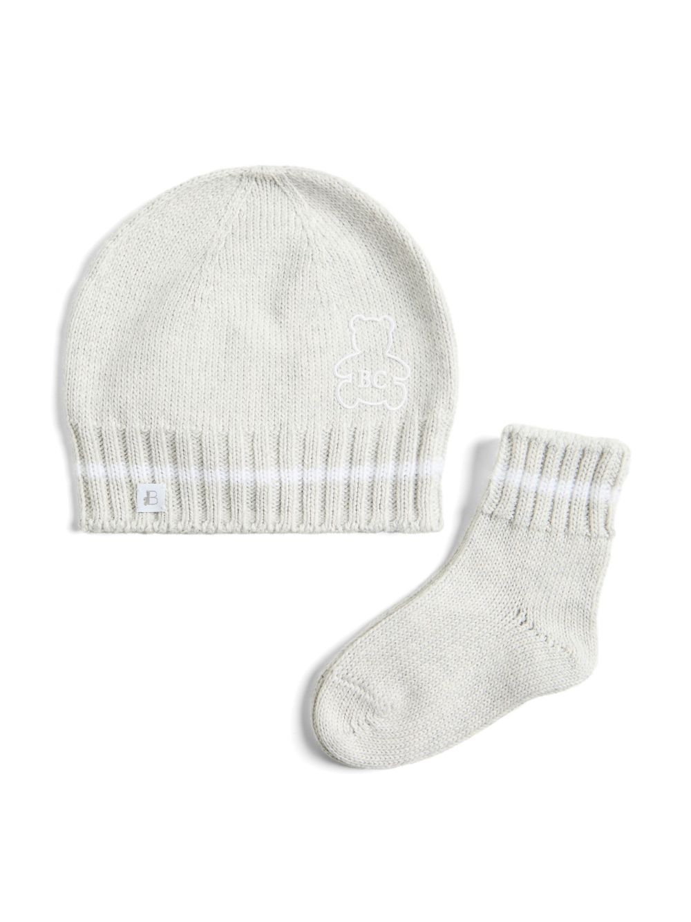 Brunello Cucinelli Kids Baby Bernie 套头帽与针织袜套装 - 灰色