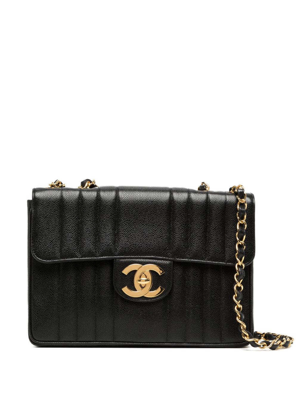 CHANEL Pre-Owned Mademoiselle Classic Flap Jumbo 单肩包（1992年典藏款） - 黑色
