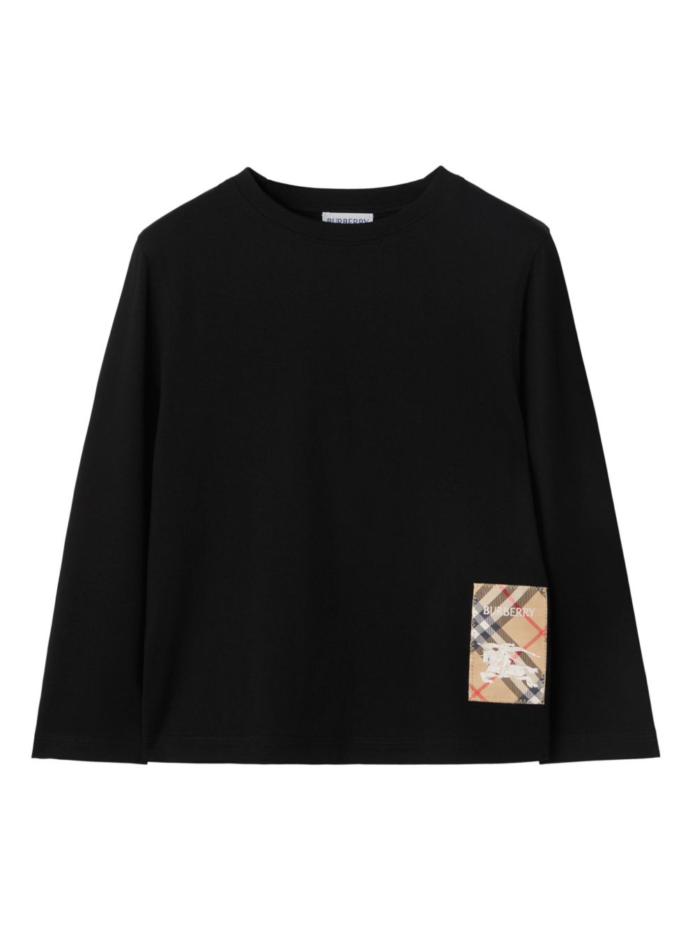 Burberry Kids 经典格纹贴花T恤 - 黑色