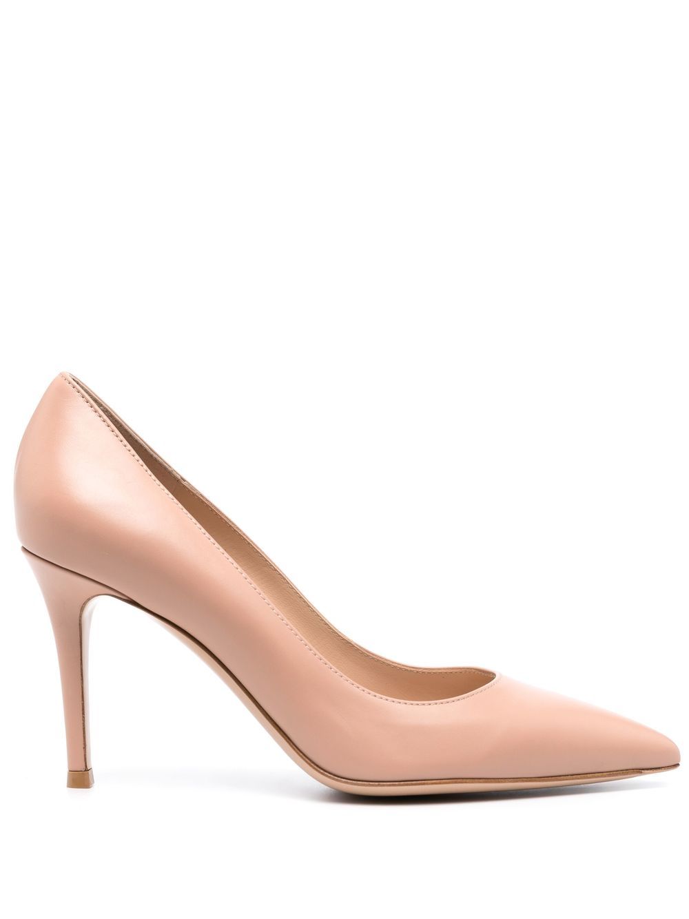 Gianvito Rossi 尖头皮质高跟鞋 - 中性色