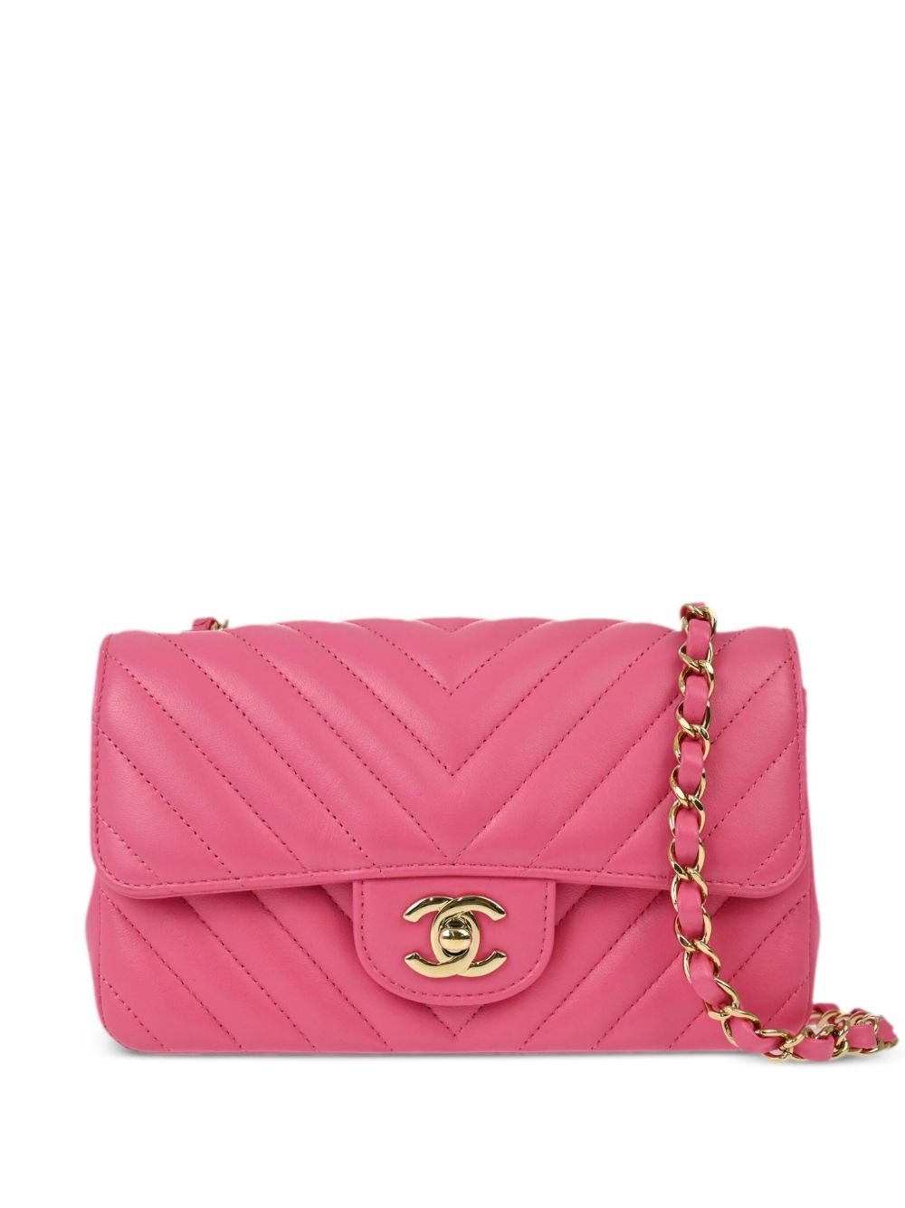 CHANEL Pre-Owned Single Flap V字缝线单肩包（2019年典藏款） - 粉色
