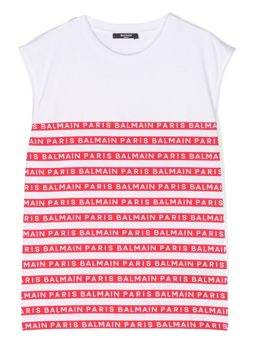Balmain Kids logo印花无袖T恤 - 白色