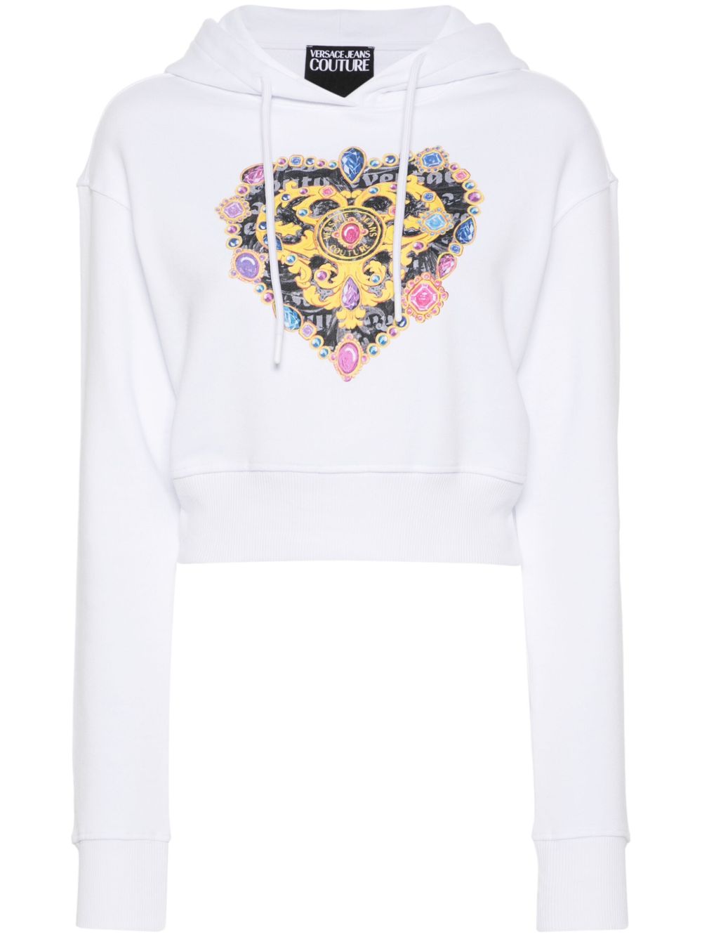 Versace Jeans Couture logo印花棉连帽衫 - 白色
