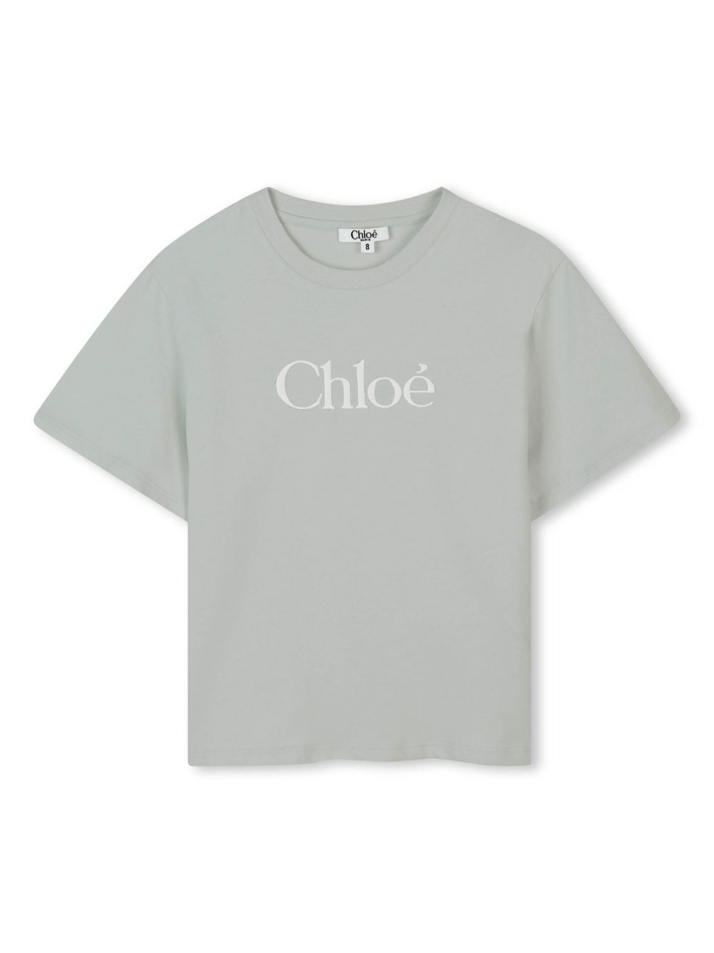 Chloé Kids logo刺绣T恤 - 绿色