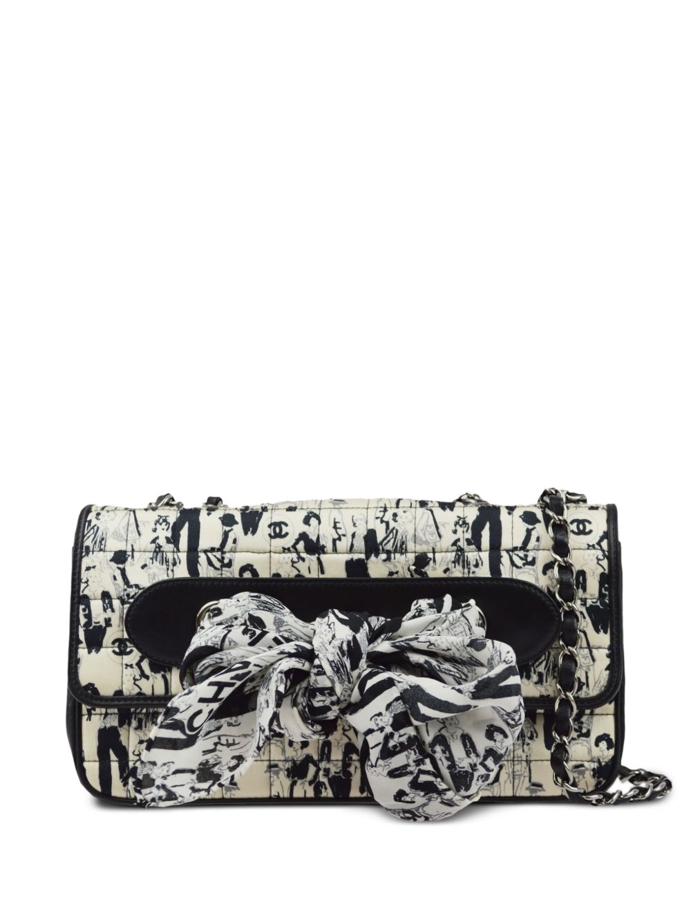 CHANEL Pre-Owned Mademoiselle 印花系围巾单肩包（2003年典藏款） - 白色
