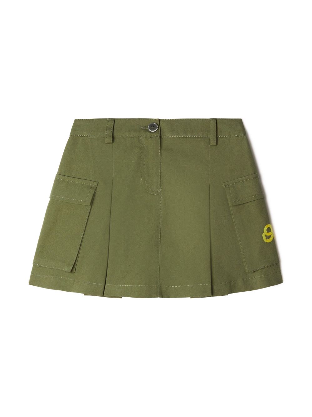 Off-White Kids logo刺绣褶饰工装半身裙 - 绿色