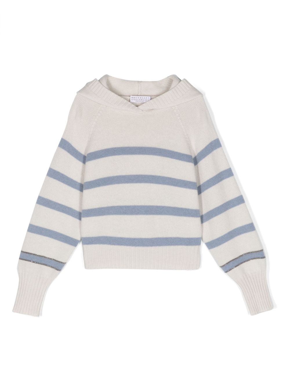 Brunello Cucinelli Kids 羊绒连帽毛衣 - 中性色