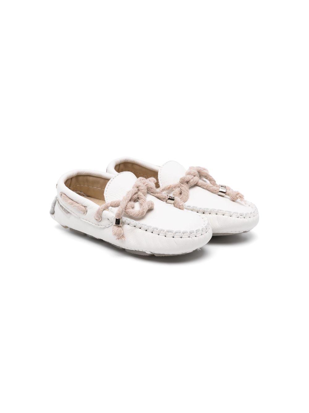 BabyWalker 蝴蝶结细节皮质莫卡辛鞋 - 中性色