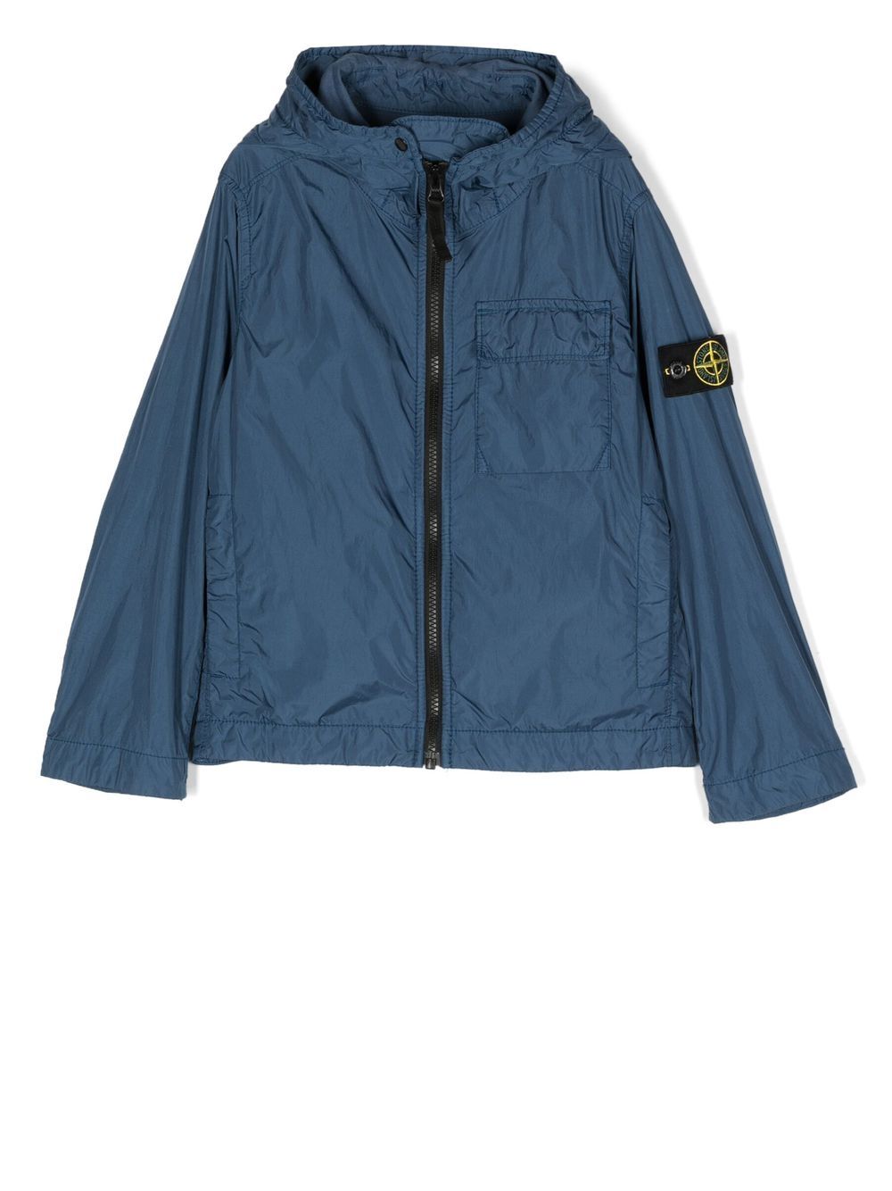 Stone Island Junior 标贴连帽夹克 - 蓝色