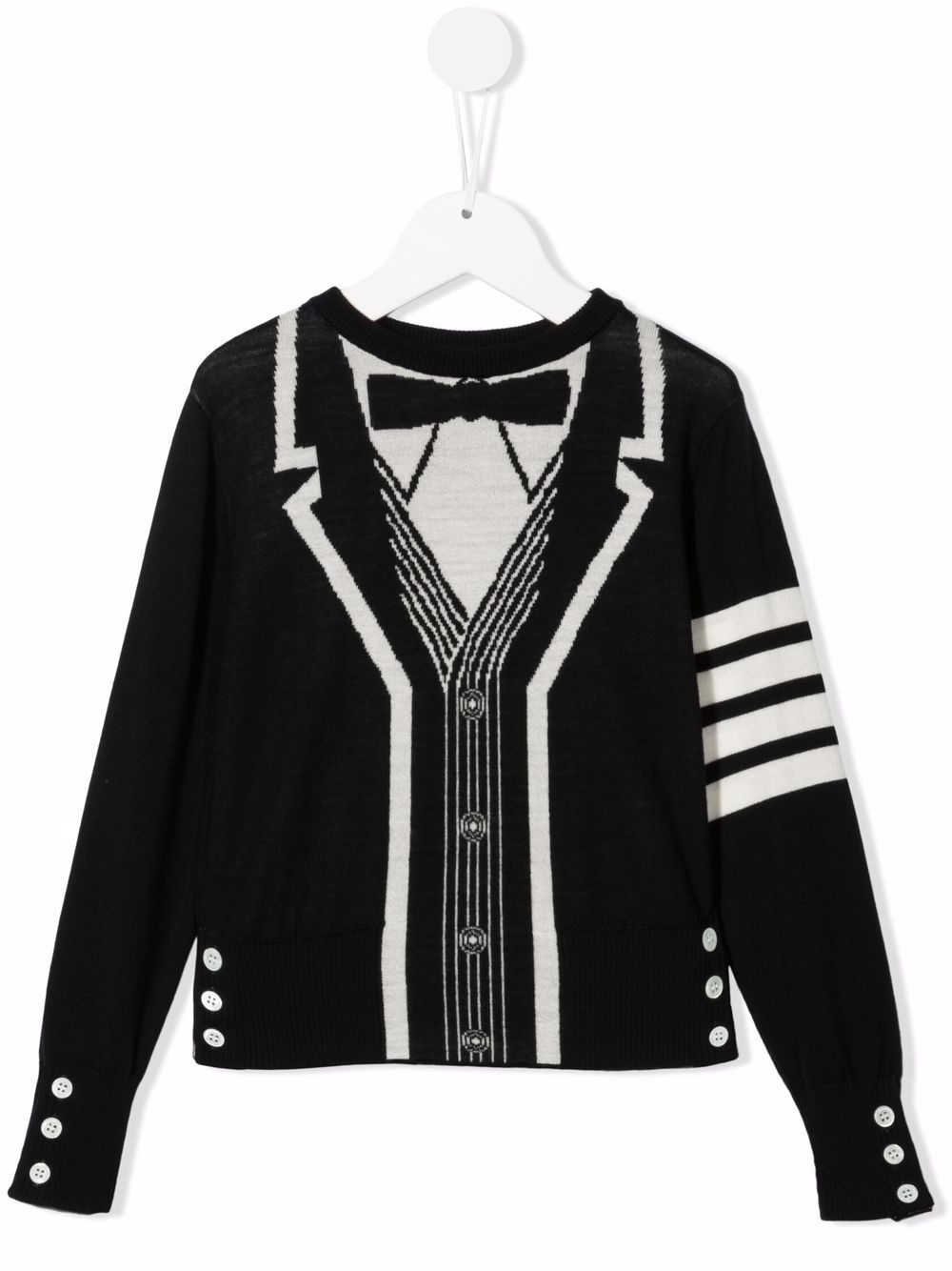 Thom Browne Kids 错觉画图案毛衣 - 黑色