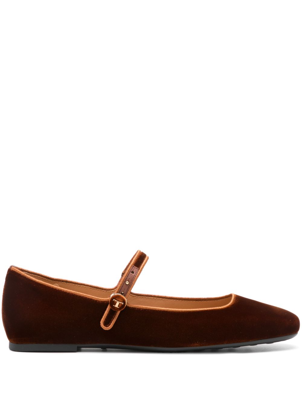 Tod's 丝绒芭蕾平底鞋 - 褐色