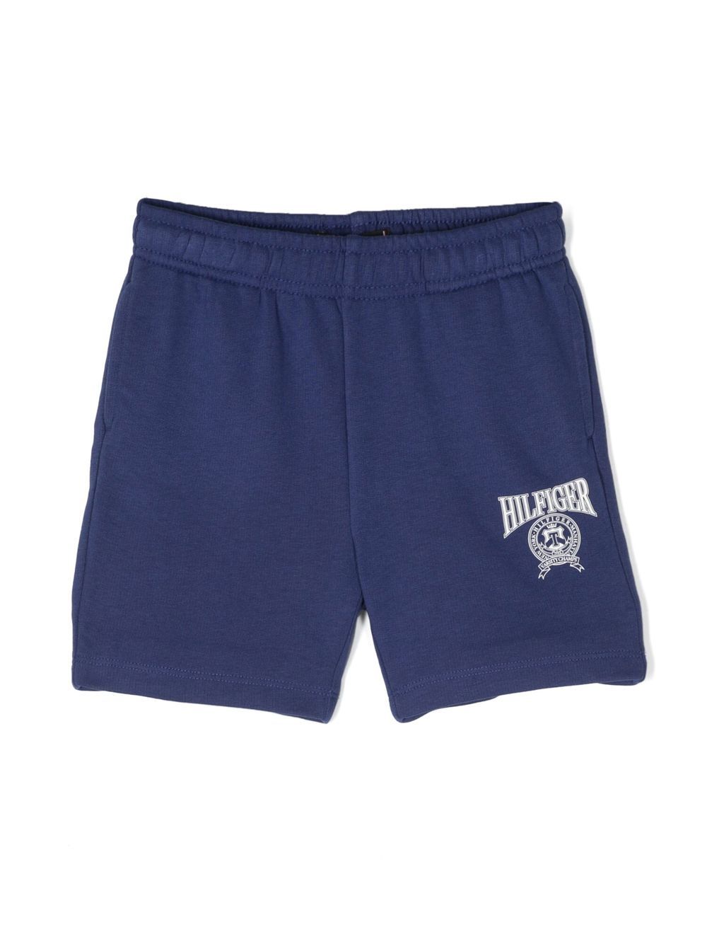 Tommy Hilfiger Junior logo印花棉混纺短裤 - 蓝色