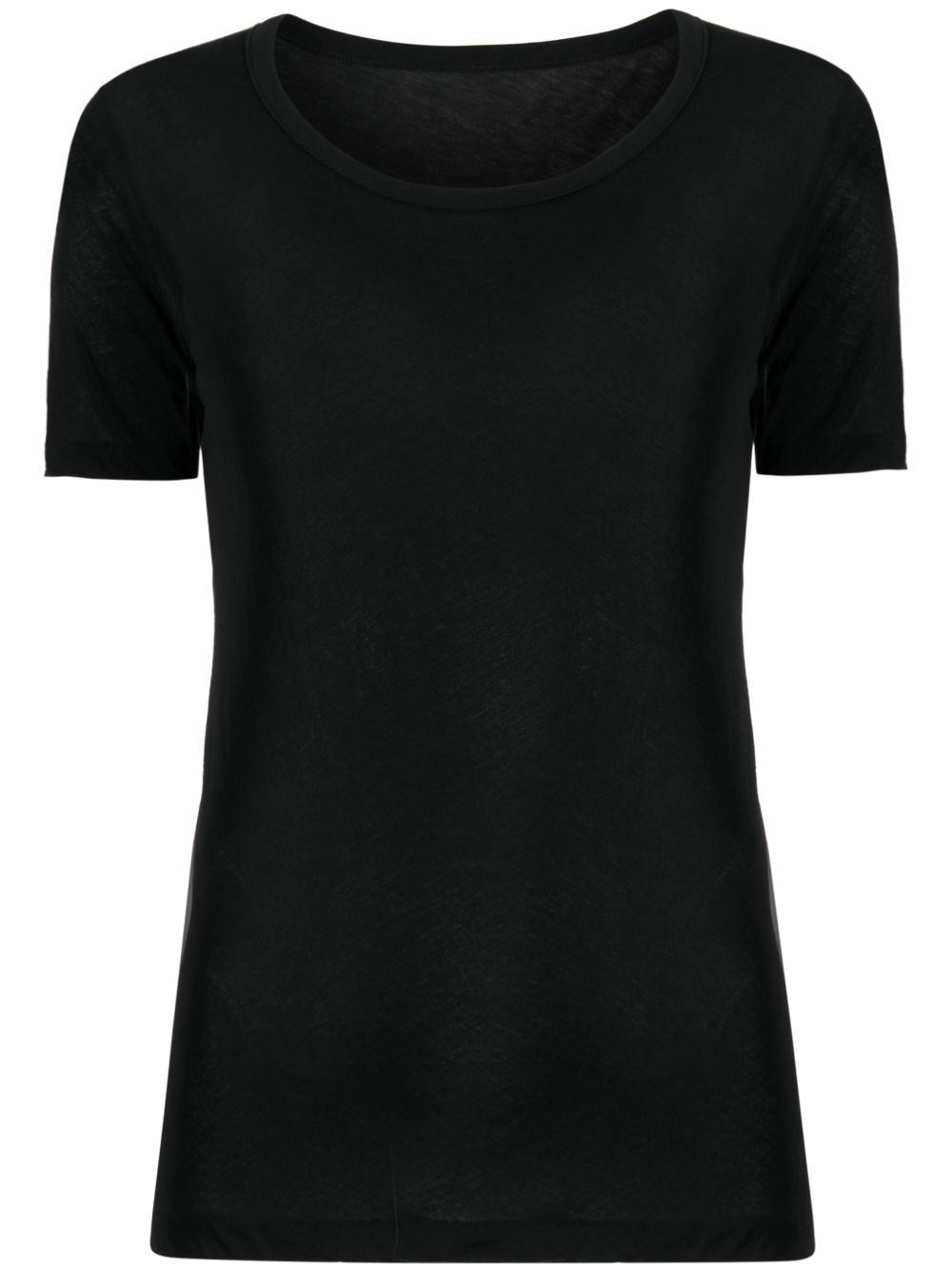 Yohji Yamamoto 宽领棉T恤 - 黑色