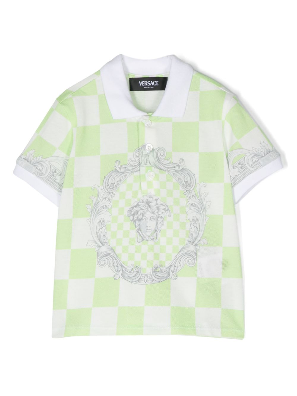 Versace Kids Medusa Contrasto 印花polo衫 - 绿色