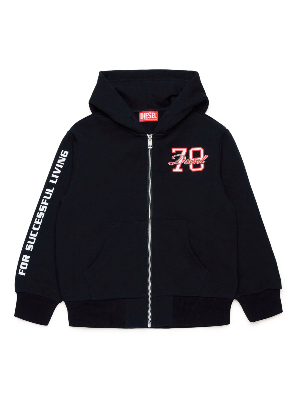 Diesel Kids logo印花棉夹克 - 黑色
