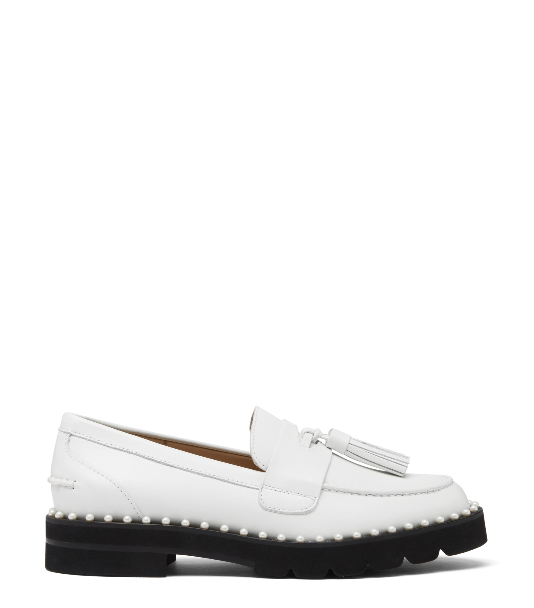 Stuart Weitzman Mila Lift Pearl Loafer - Woman Flats And Loafers White 39