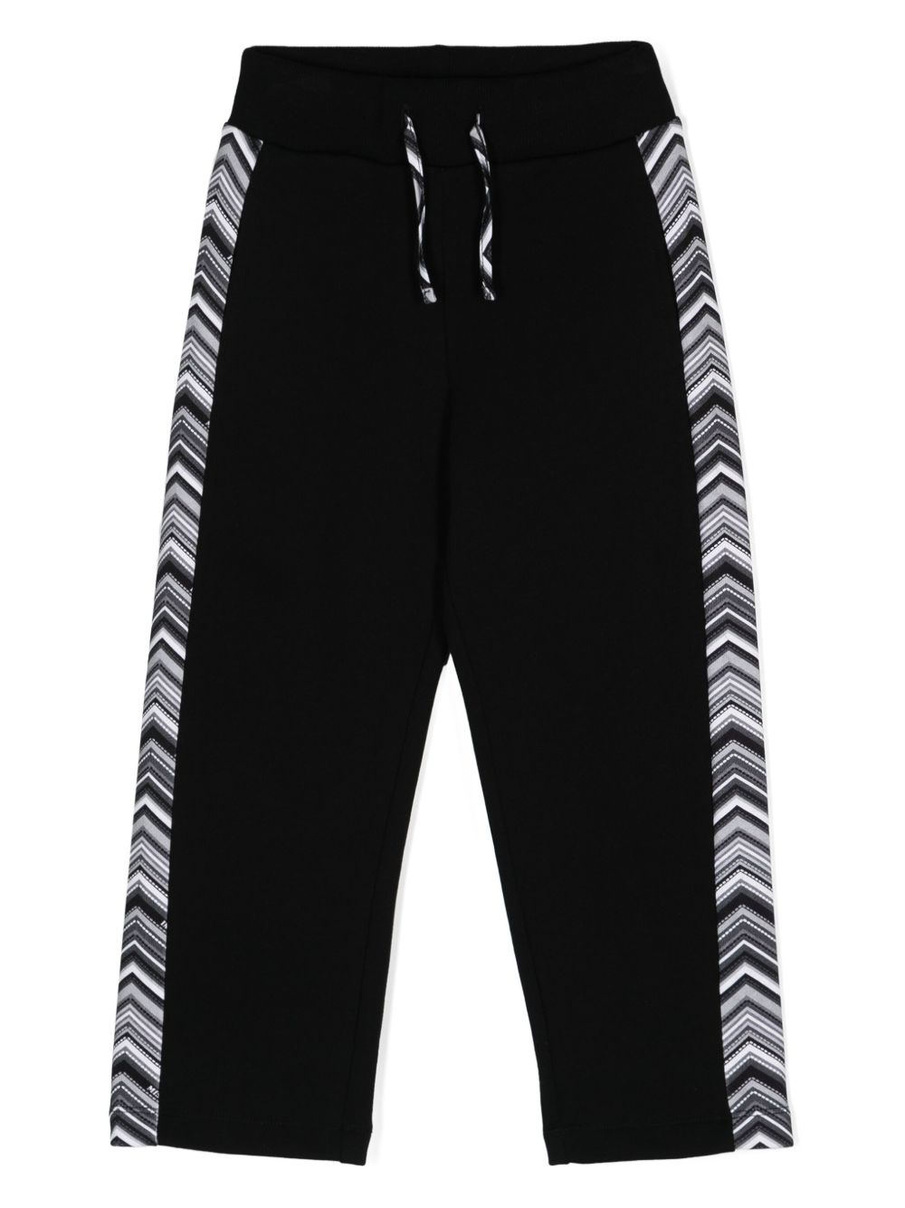 Missoni Kids 人字纹图案印花运动裤 - 黑色