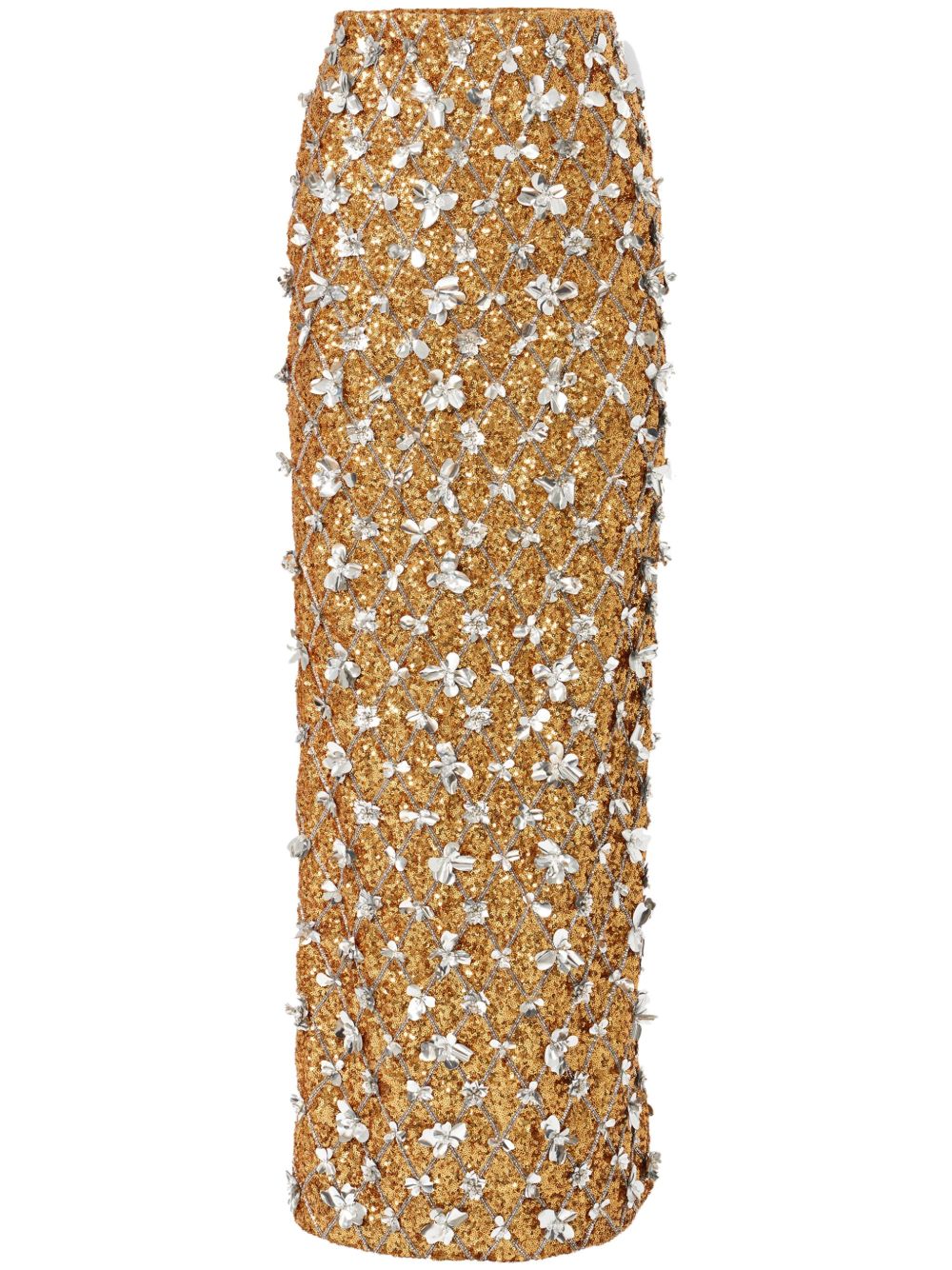 Carolina Herrera 亮片缀饰中长半身裙 - 金色