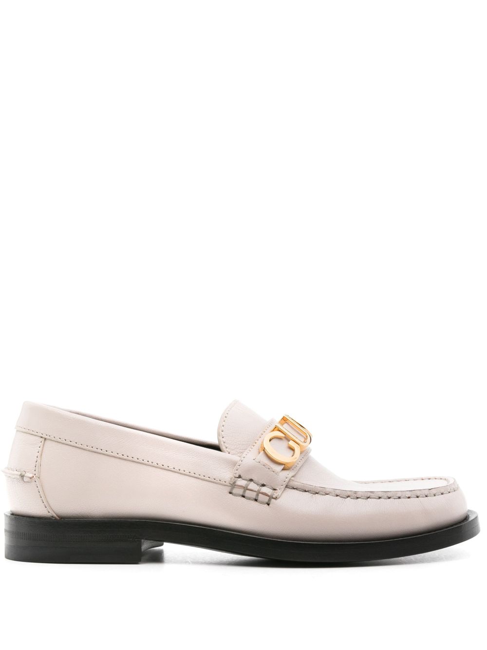 Gucci logo标牌皮质乐福鞋 - 白色