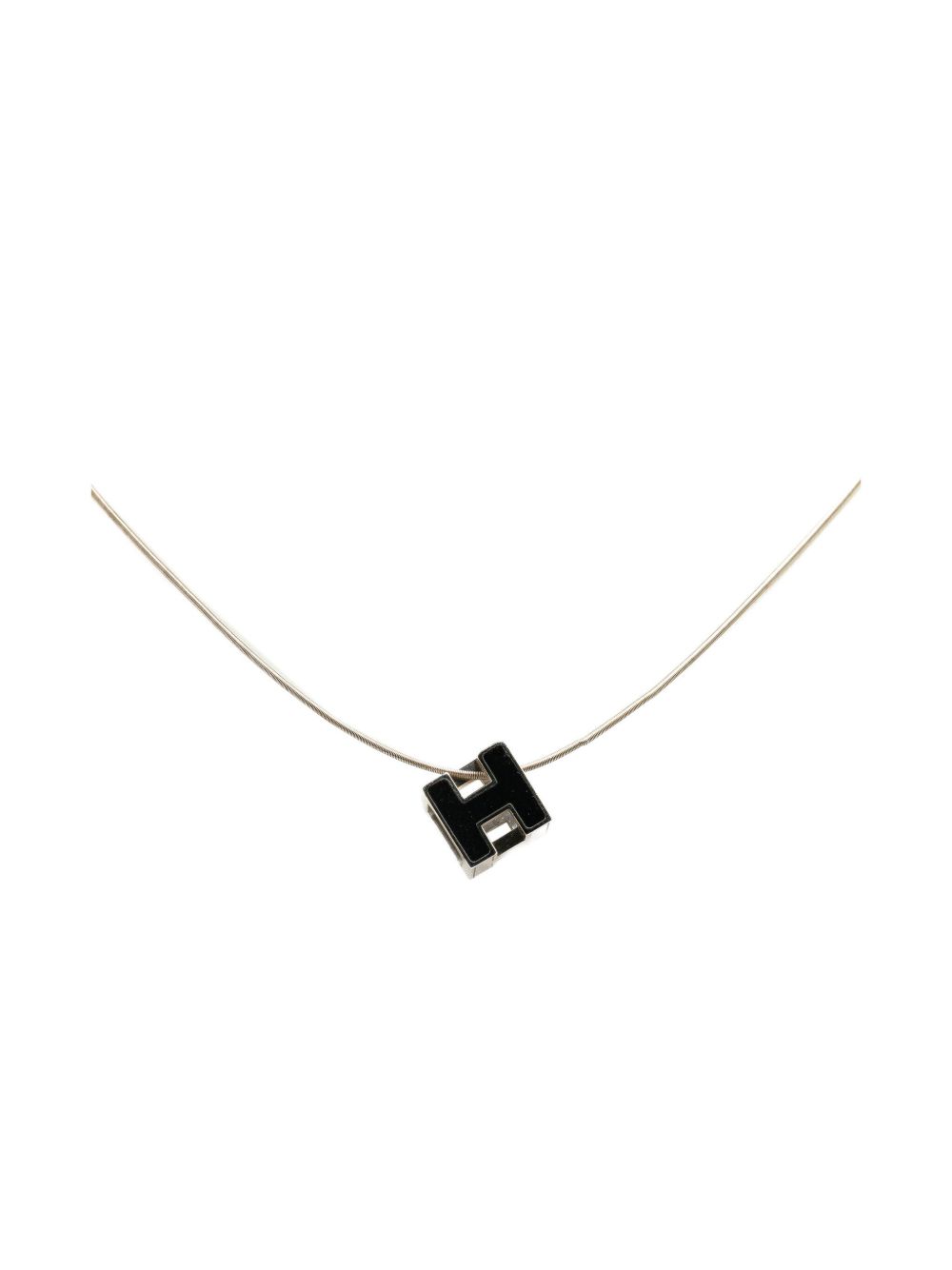 Hermès Pre-Owned Palladium Plated Cage dH Cube 服饰项链（2000年典藏款） - 黑色