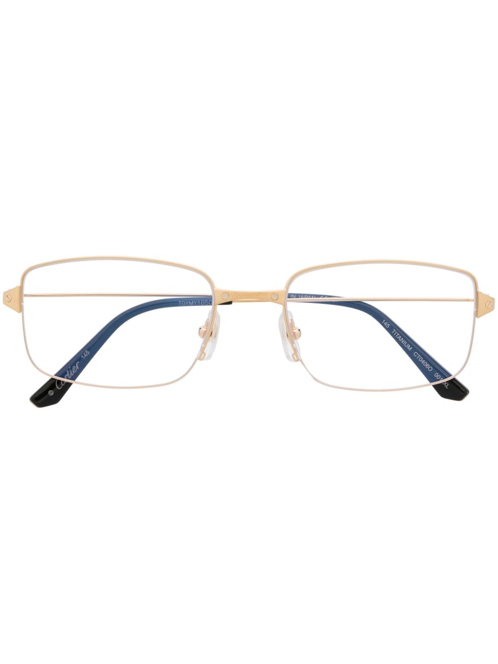 Cartier Eyewear 透明镜片长方形框眼镜 - 金色