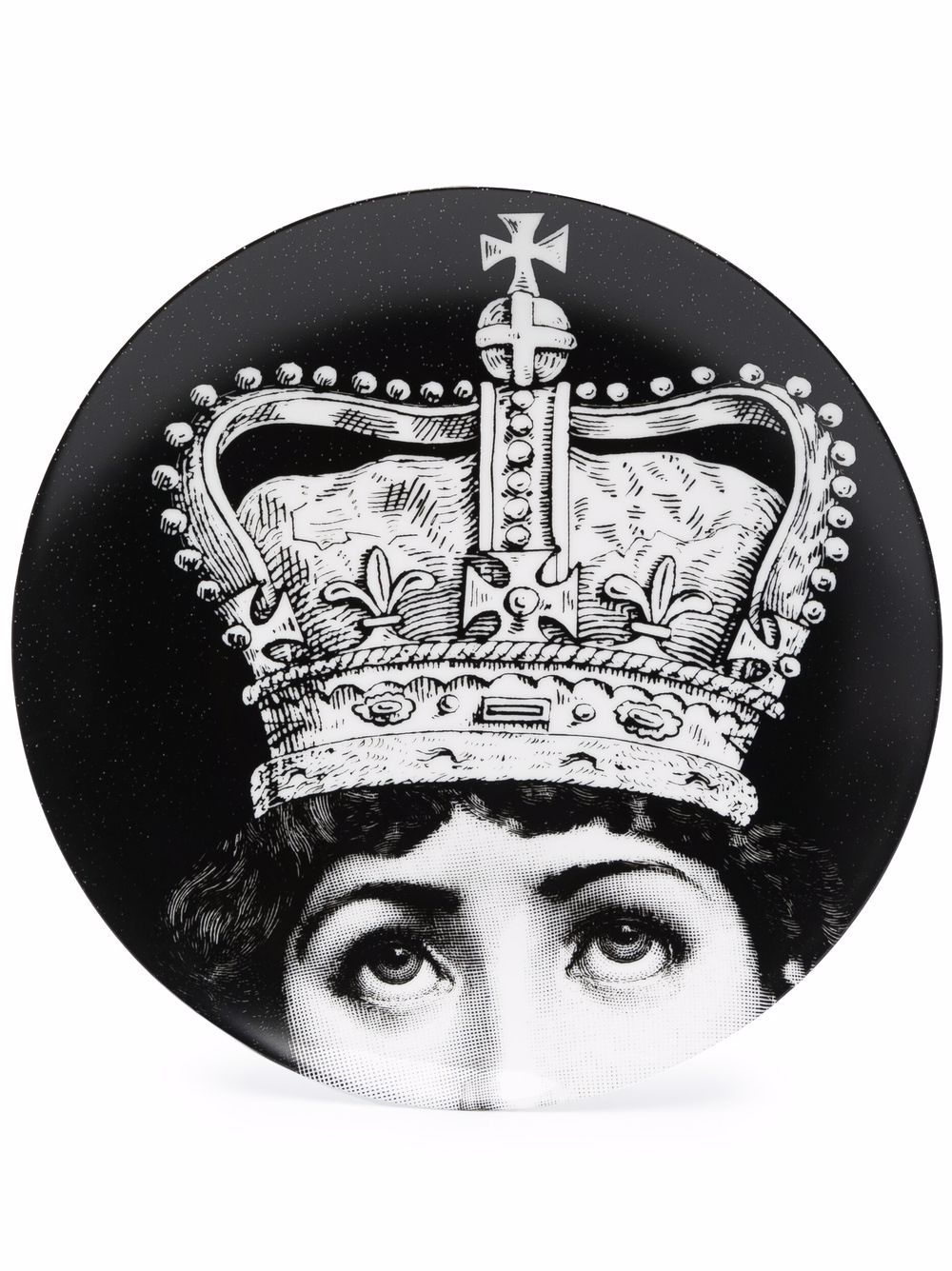 Fornasetti 图案印花陶瓷挂墙装饰盘 - 黑色
