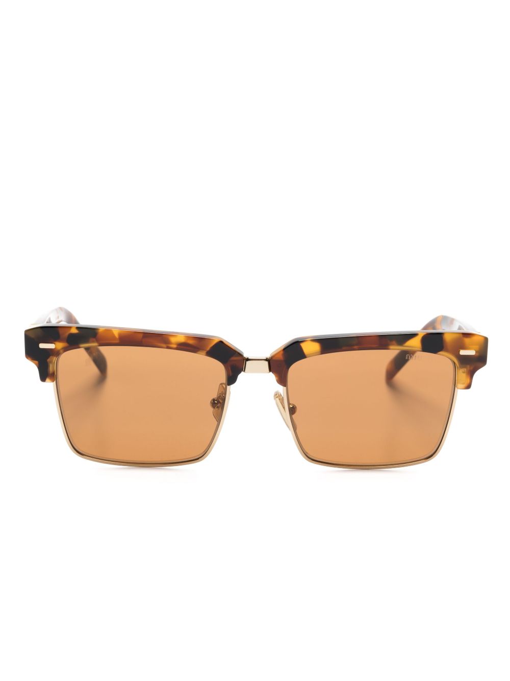 Miu Miu Eyewear 长方形框太阳眼镜 - 褐色