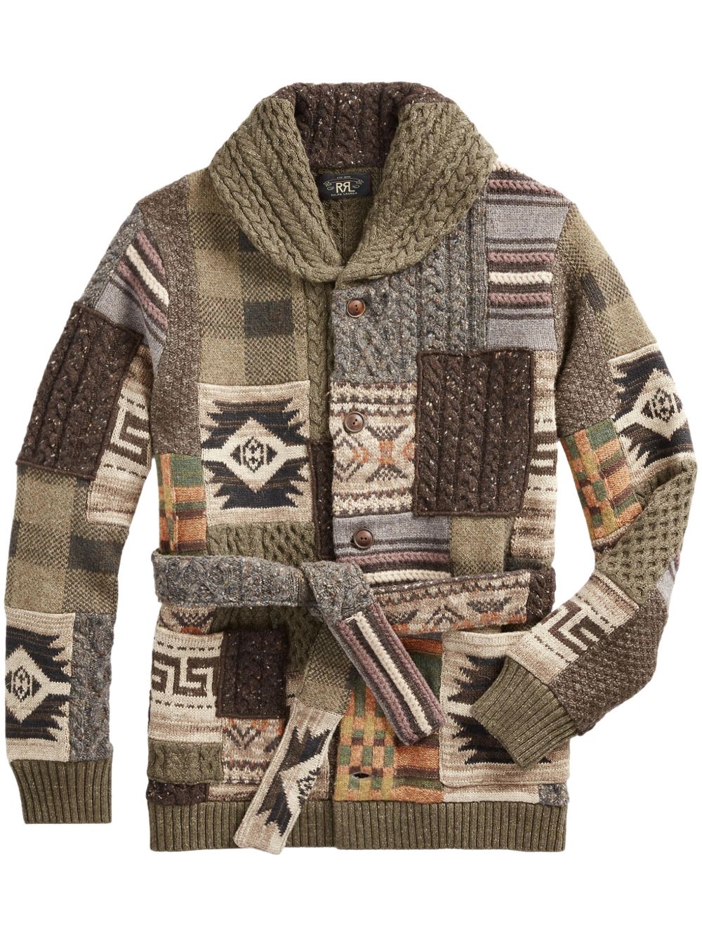 Ralph Lauren RRL 拼接设计开衫 - 褐色