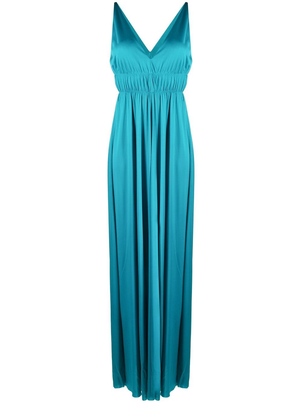 P.A.R.O.S.H. V-neck pleated maxi dress - 蓝色
