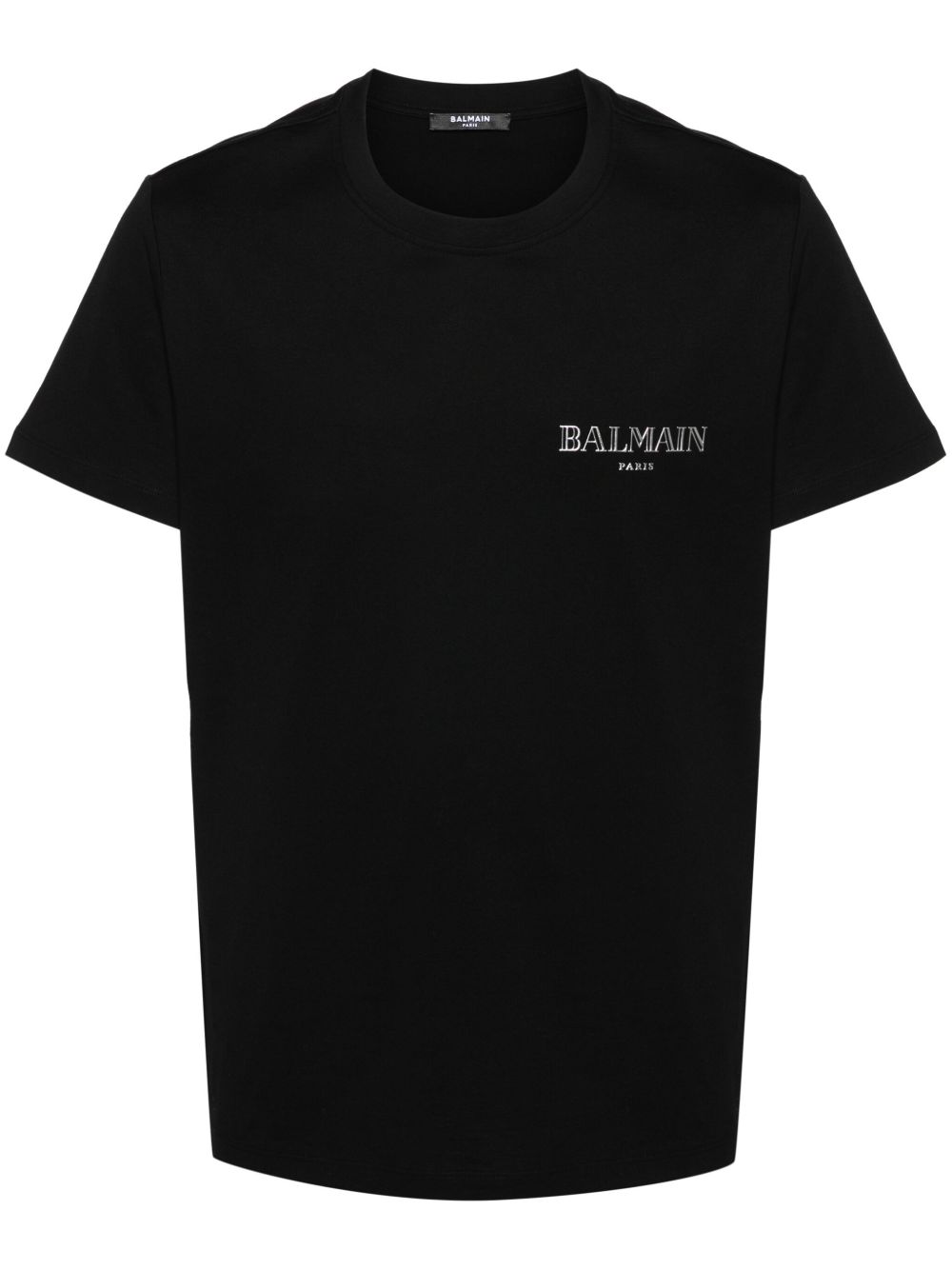 Balmain logo贴花棉T恤 - 黑色