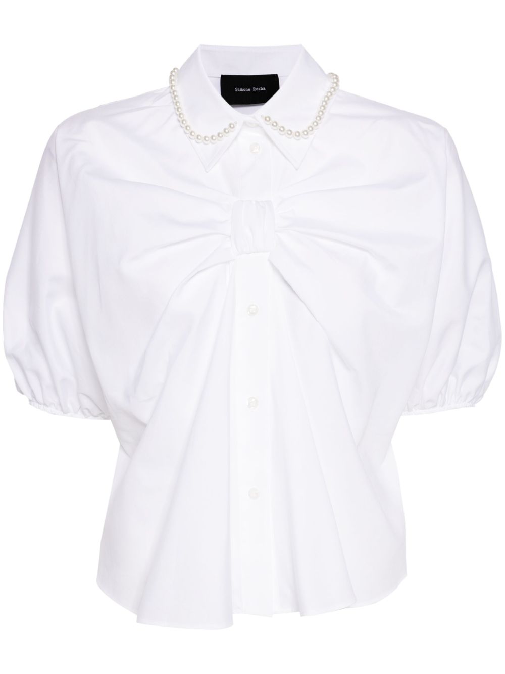Simone Rocha 珠饰细节棉衬衫 - 白色