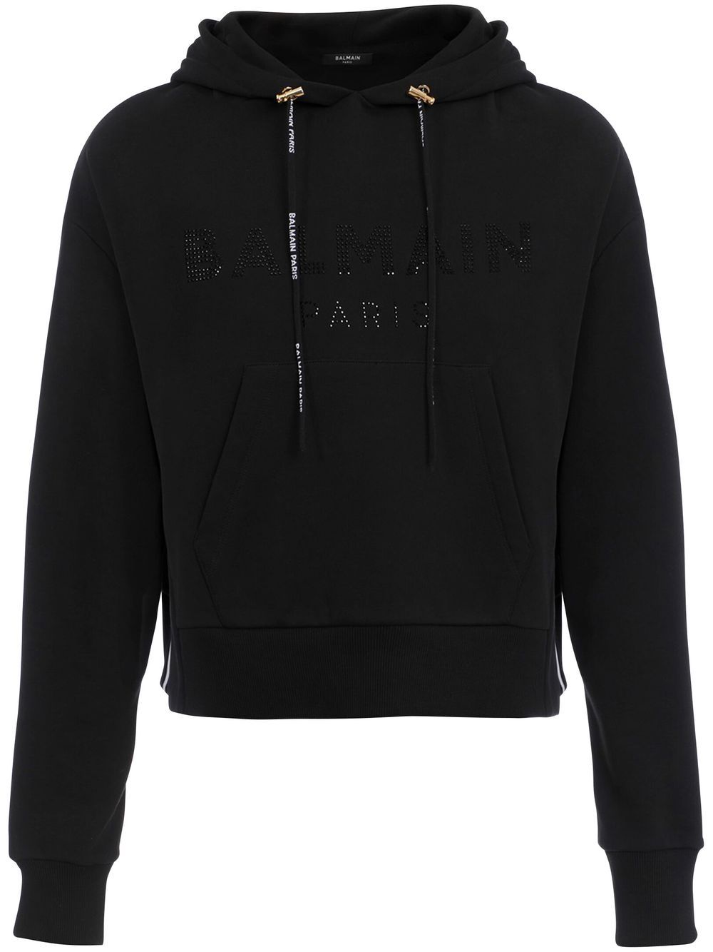 Balmain 水钻棉连帽衫 - 黑色