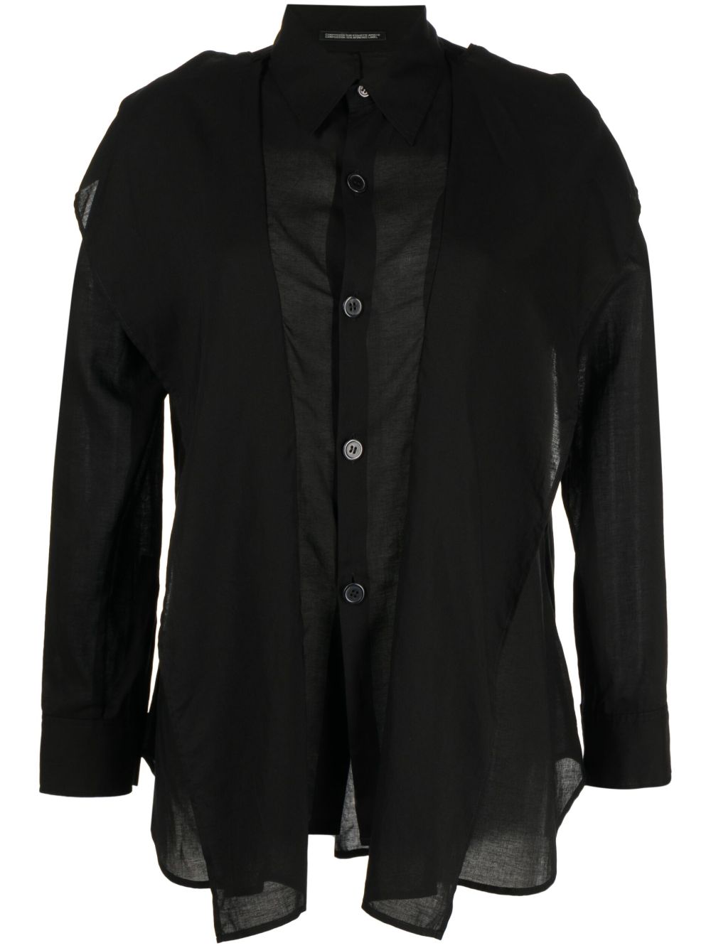 Yohji Yamamoto 不对称长袖衬衫 - 黑色