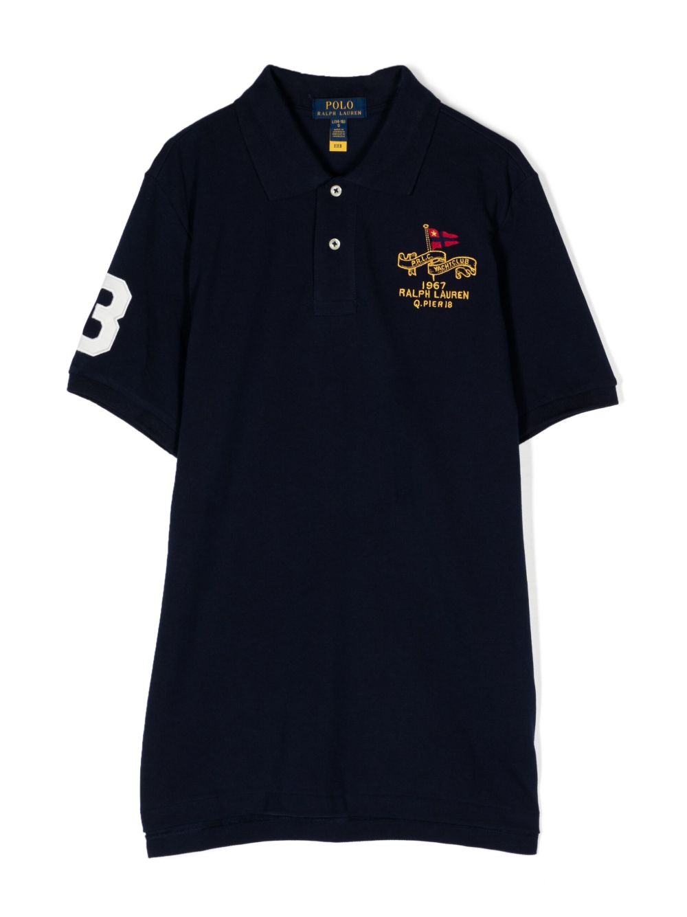 POLO RALPH LAUREN KIDS logo刺绣棉polo领连衣裙 - 蓝色