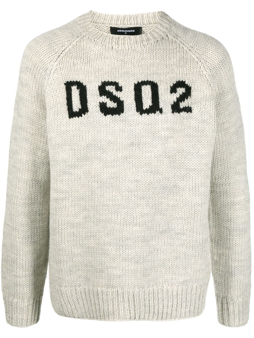 DSQUARED2 嵌花针织logo羊毛毛衣 - 中性色
