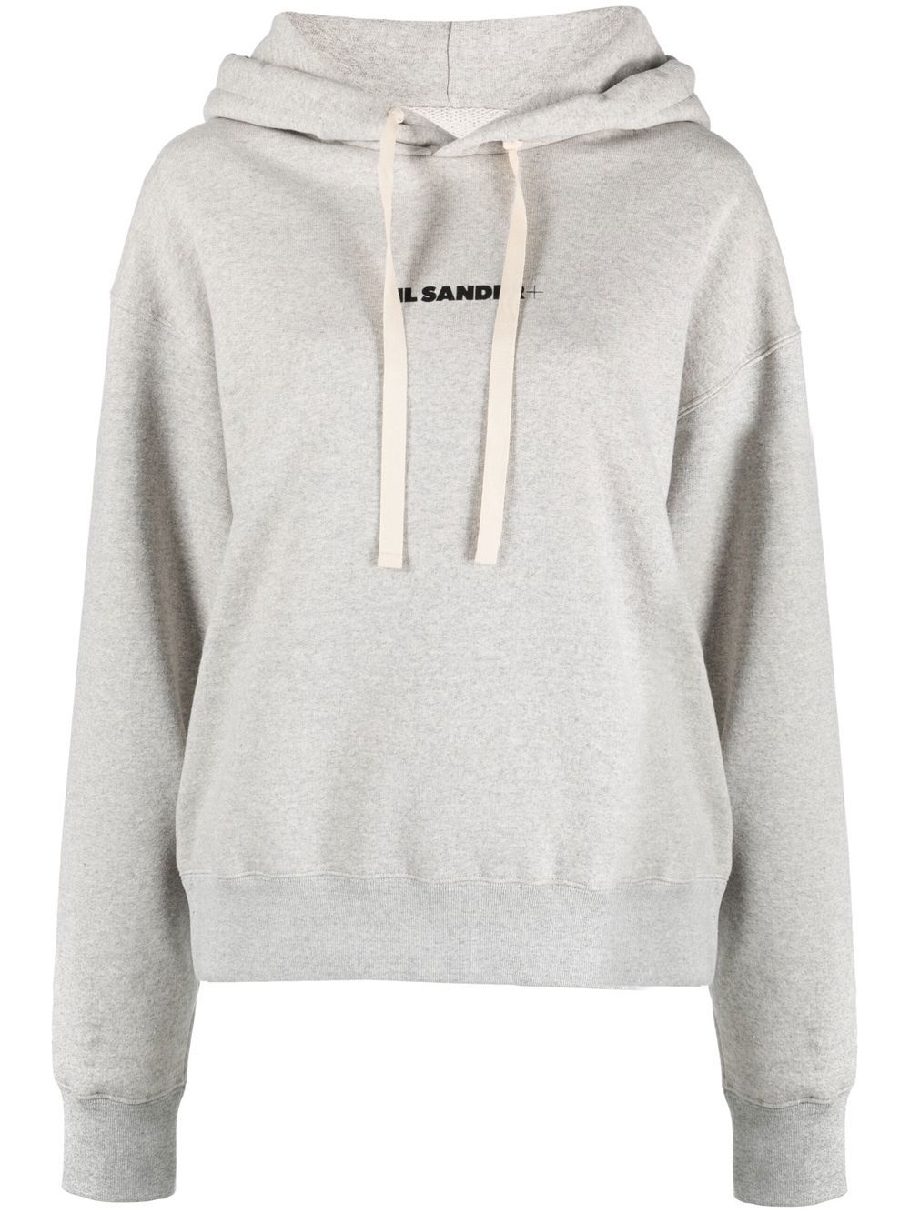 Jil Sander logo印花抽绳连帽衫 - 灰色