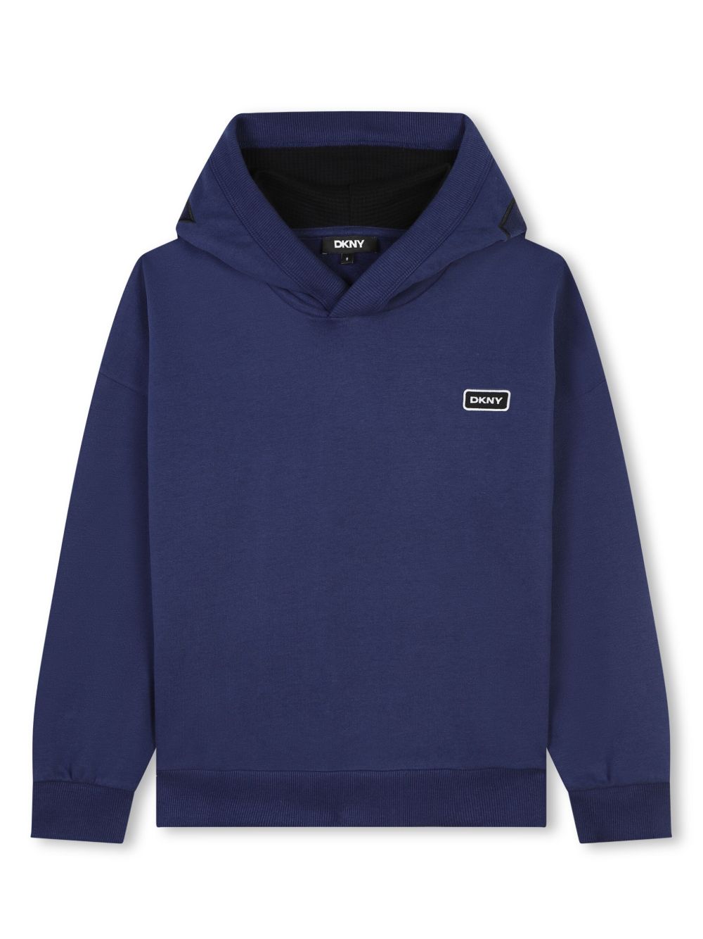 Dkny Kids logo刺绣棉连帽卫衣 - 蓝色