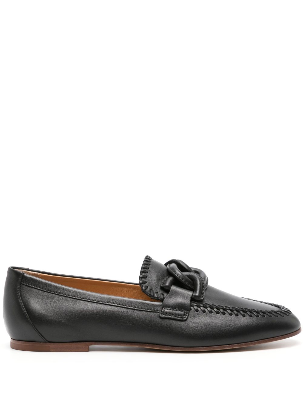 Tod's 搭链皮质乐福鞋 - 黑色