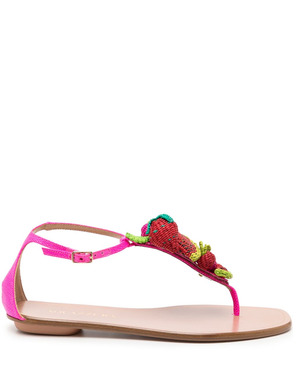 Aquazzura Strawberry Punch 编织缀饰凉鞋 - 粉色