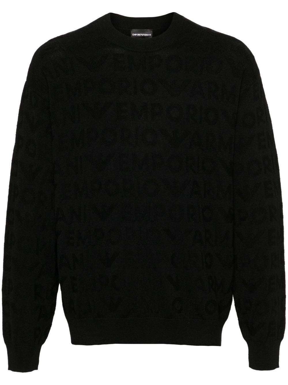 Emporio Armani logo提花毛衣 - 黑色