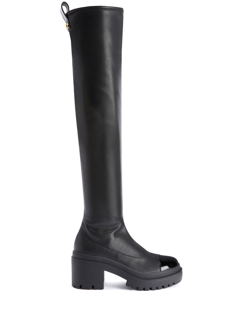 Giuseppe Zanotti Avela 中跟皮质过膝靴 - 黑色