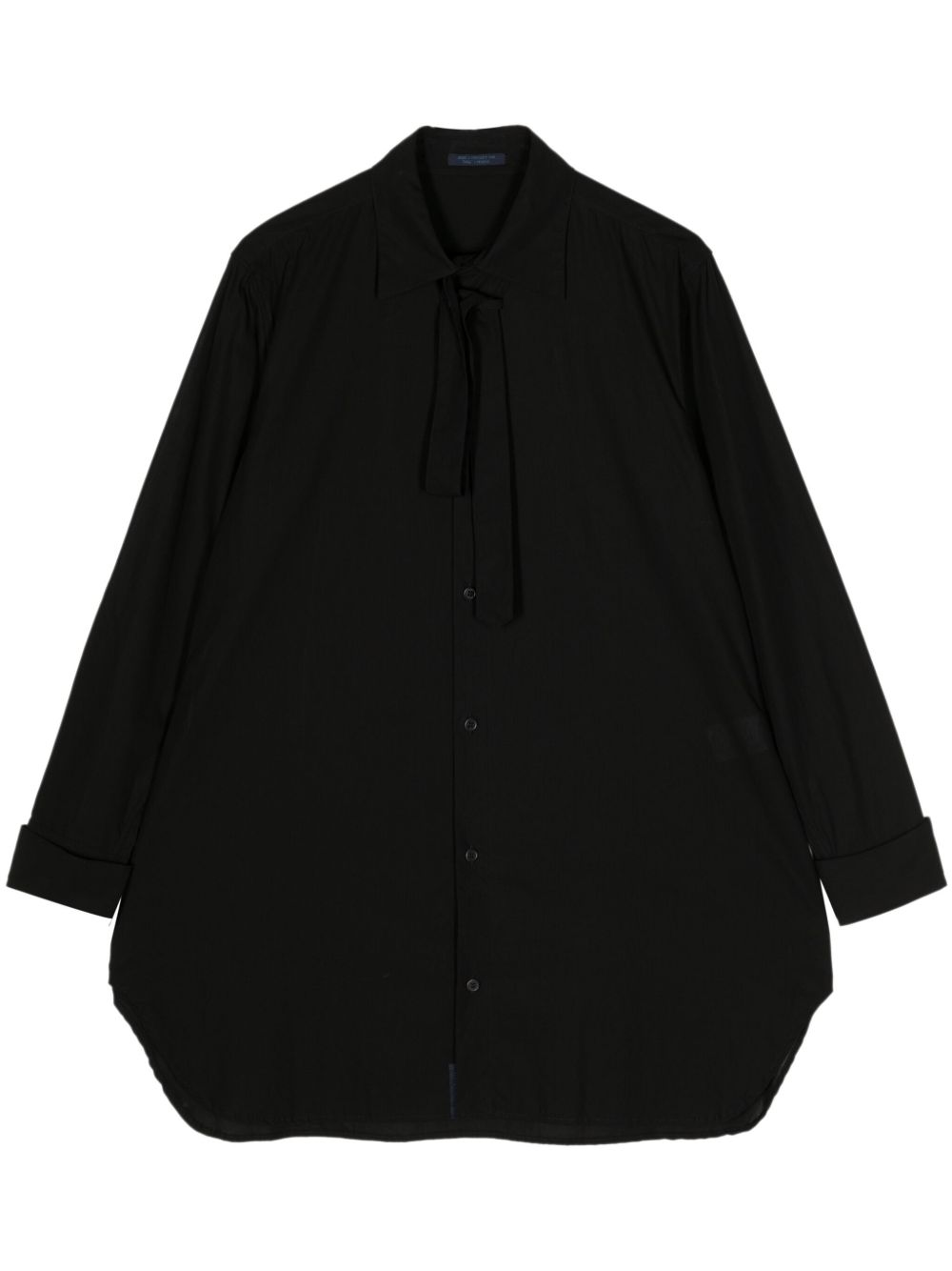 Yohji Yamamoto 蝴蝶结棉衬衫 - 黑色