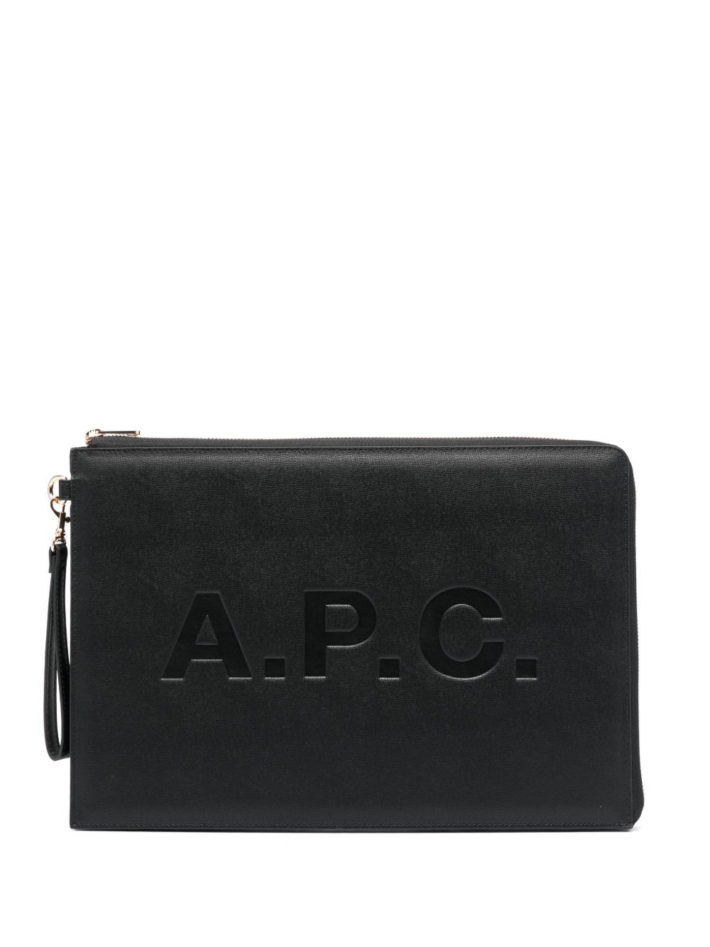 A.P.C. logo印花手拿包 - 黑色