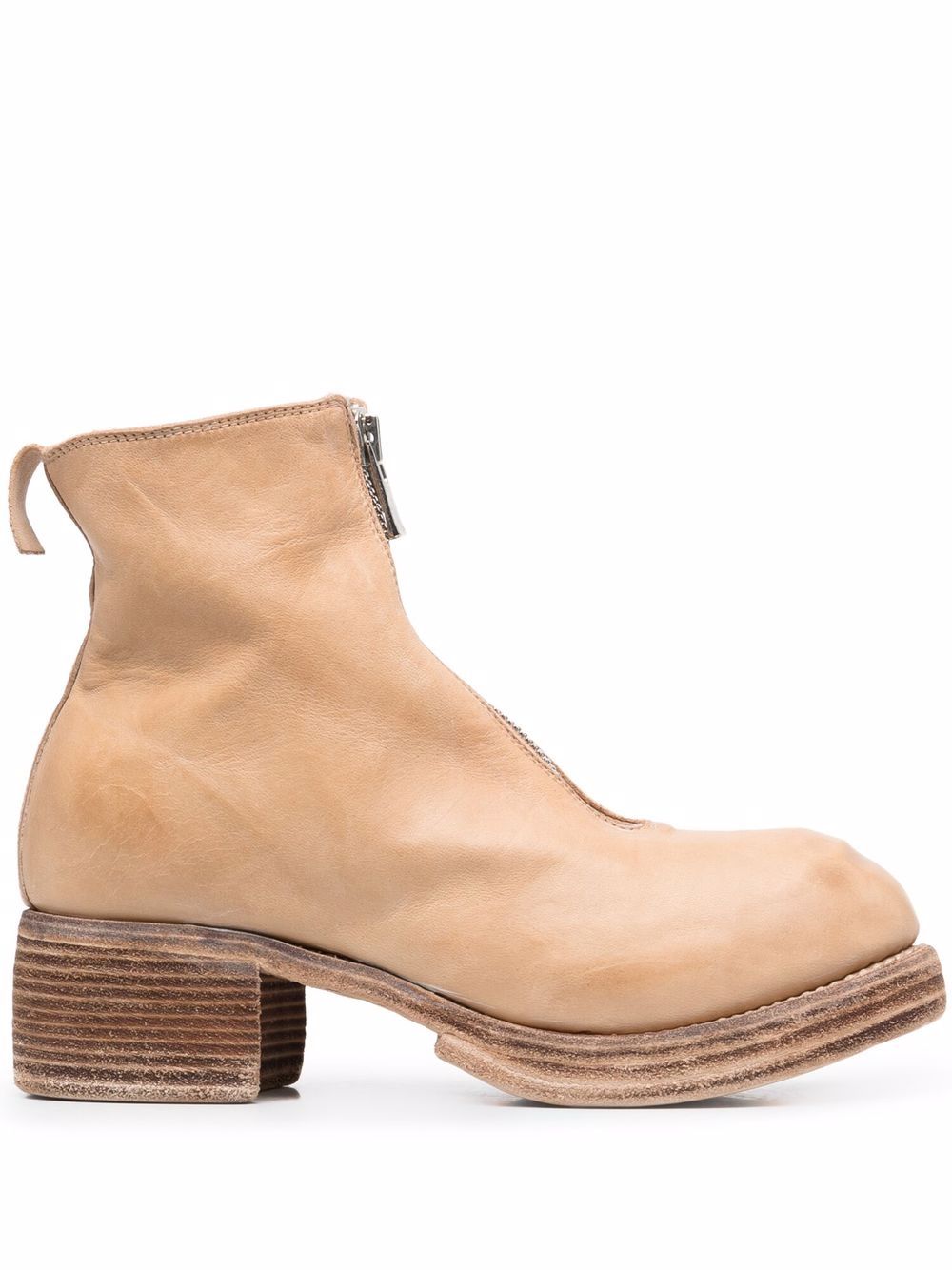 Guidi 纹理皮质圆头短靴 - 中性色