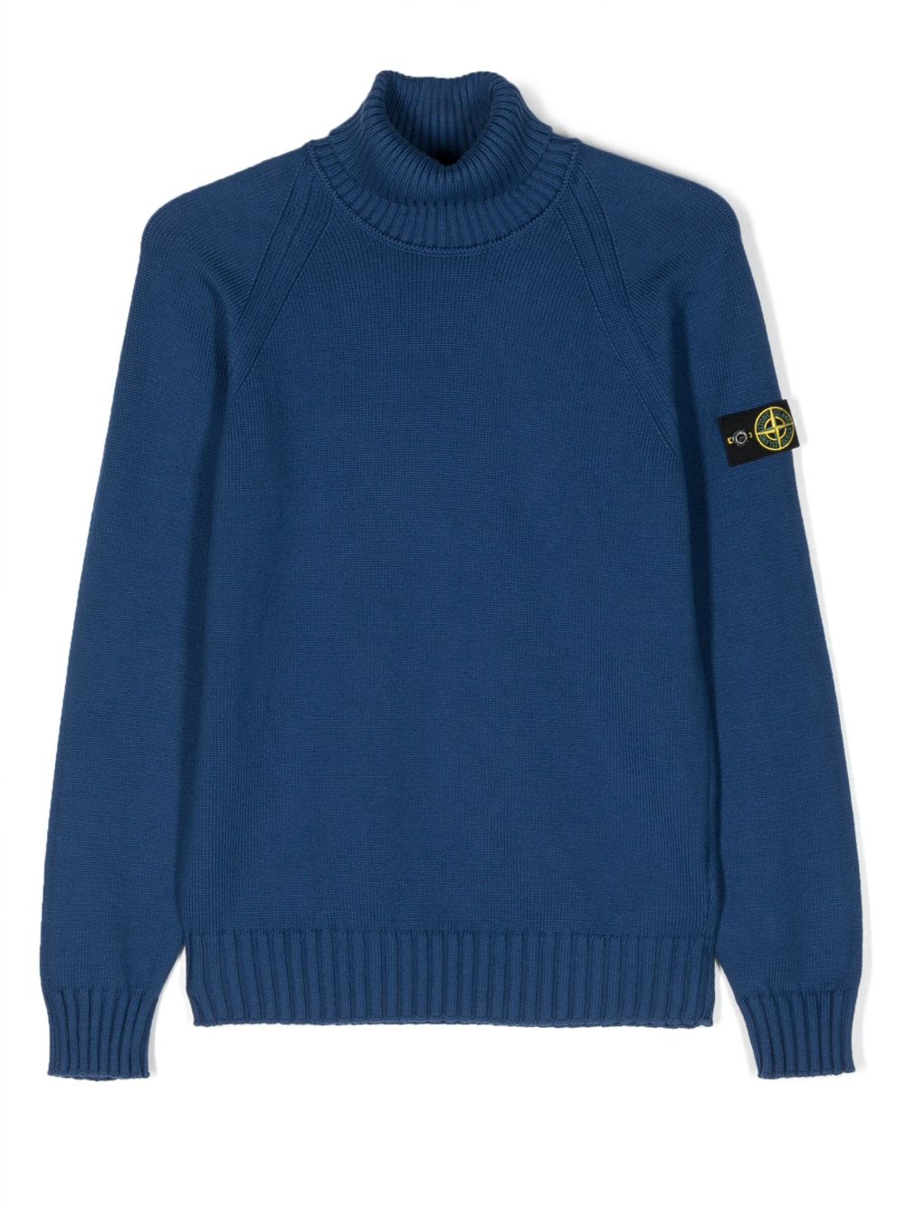 Stone Island Junior 罗盘图案高领毛衣 - 蓝色