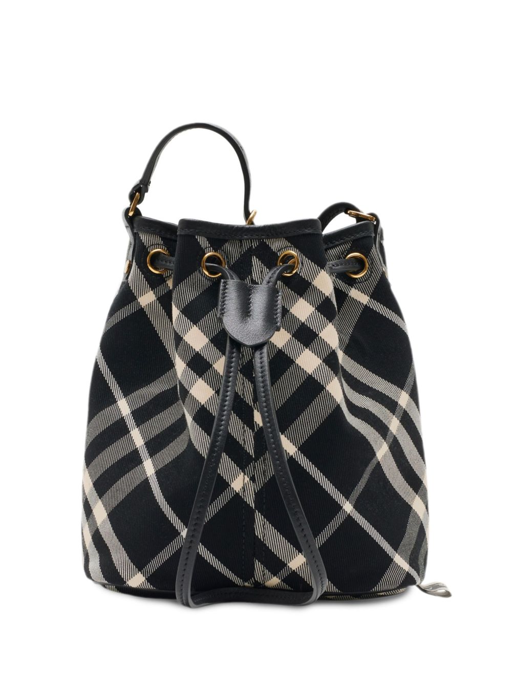 Burberry 迷你格纹印花水桶包 - 黑色