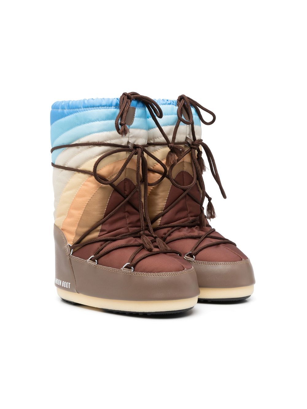 Moon Boot Kids ICON 彩虹图案雪地靴 - 褐色